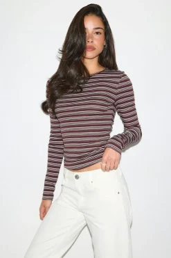 Tight fit long sleeve top - Rot - Dame - Gina Tricot