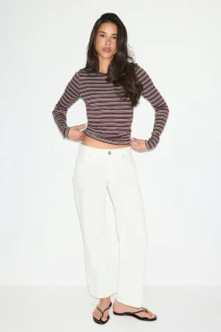 Tight fit long sleeve top - Rot - Dame - Gina Tricot