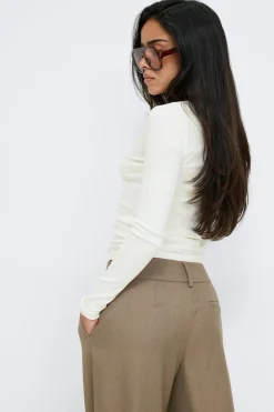 Tight fit long sleeve top - Weiß - Dame - Gina Tricot