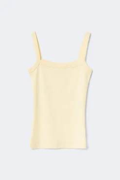 Tight fit rib singlet - Gelb - Dame - Gina Tricot