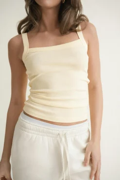 Tight fit rib singlet - Gelb - Dame - Gina Tricot
