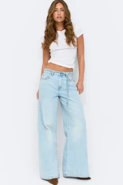 Twisted wide jeans - Blau - Dame - Gina Tricot