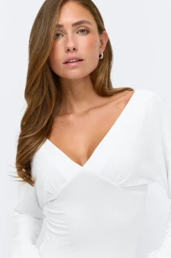 V-neck top - Weiß - Dame - Gina Tricot