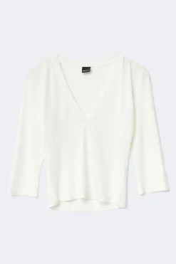 V-neck top - Weiß - Dame - Gina Tricot