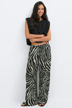 Wide chiffon trousers - Schwarz - Dame - Gina Tricot