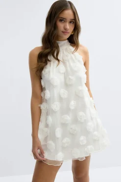 Wide halterneck mini dress - Weiß - Dame - Gina Tricot