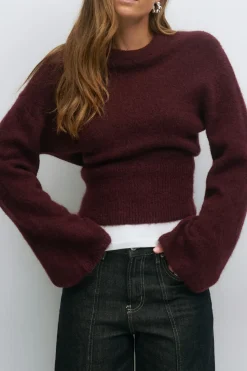 Wide sleeve knitted sweater - Rot - Dame - Gina Tricot