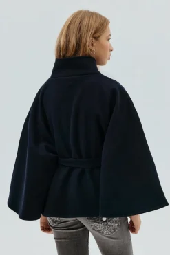 Y belted cape - Blau - Gina Tricot