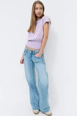 Y boatneck knitted top - Lila - Gina Tricot
