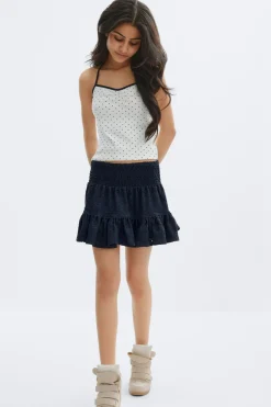 Y broderie anglais skirt - Blau - Gina Tricot