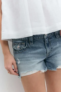 Y chunky denim shorts - Blau - Gina Tricot