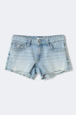 Y chunky embroidery shorts - Blau - Gina Tricot