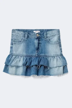 Y denimdoll frill skirt - Blau - Gina Tricot