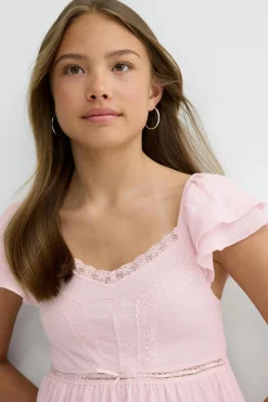 Y frill detail top - Rosa - Gina Tricot