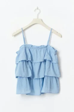 Y frill top - Blau - Gina Tricot
