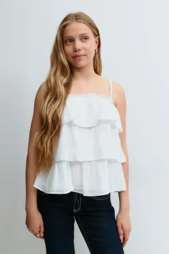 Y frill top - Weiß - Gina Tricot
