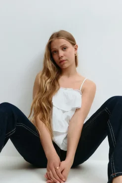 Y frill top - Weiß - Gina Tricot