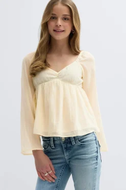 Y heart shape blouse - Gelb - Gina Tricot