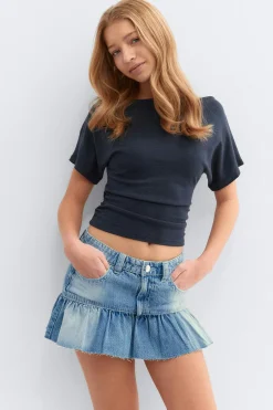Y jeanova frill denim skirt - Blau - Gina Tricot