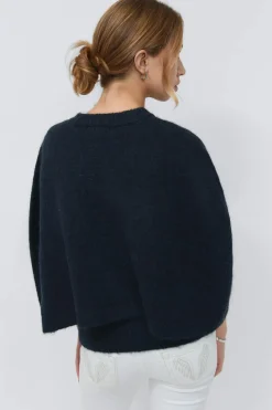 Y knitted cape cardigan - Blau - Gina Tricot