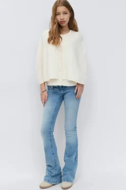 Y knitted cape cardigan - Weiß - Gina Tricot