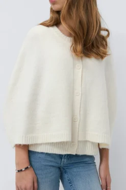 Y knitted cape cardigan - Weiß - Gina Tricot