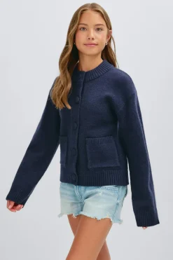 Y knitted cardigan - Blau - Gina Tricot