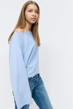 Y knitted poncho top - Blau - Gina Tricot