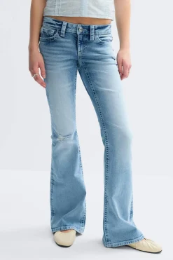 Y one knee destroy jeans - Blau - Gina Tricot