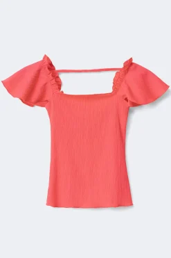 Y open back frill top - Rosa - Gina Tricot