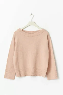 Y oversized knitted sweater - Beige - Gina Tricot