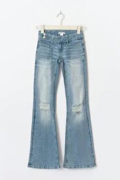 Y pleated flare jeans - Blau - Gina Tricot