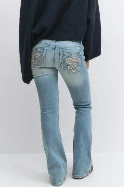 Y pleated flare jeans - Blau - Gina Tricot
