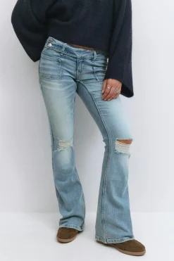 Y pleated flare jeans - Blau - Gina Tricot