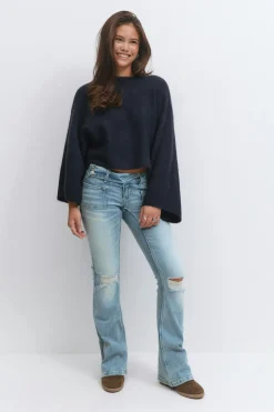 Y pleated flare jeans - Blau - Gina Tricot