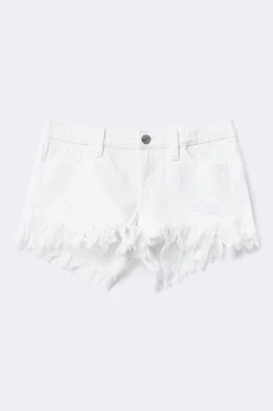 Y ripped g-low denim shorts - Weiß - Gina Tricot