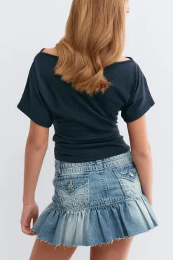 Y ruched top - Blau - Gina Tricot