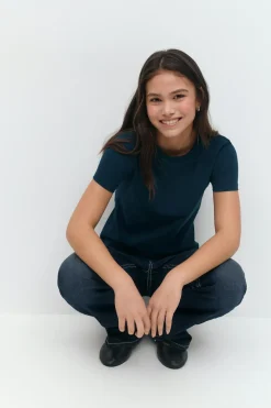 Y scandi basic tee - Blau - Gina Tricot