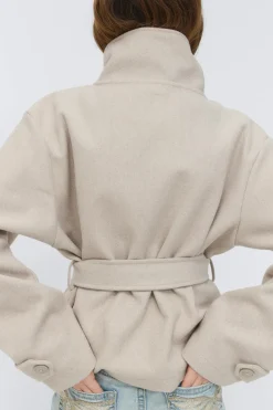 Y short felt jacket - Beige - Gina Tricot