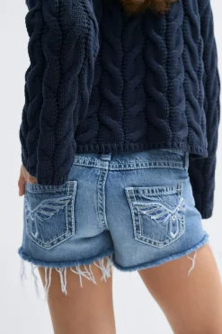 Y sparkle low denim shorts - Blau - Gina Tricot