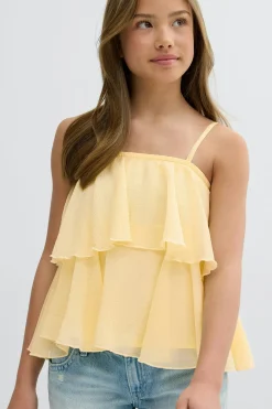 Y strap frill top - Gelb - Gina Tricot