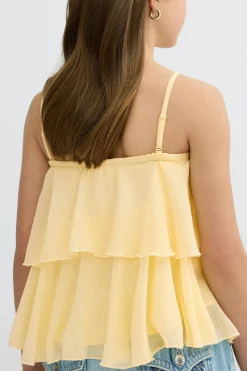 Y strap frill top - Gelb - Gina Tricot