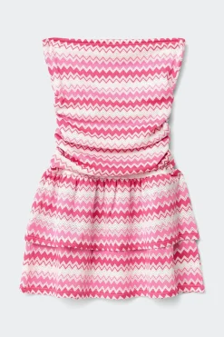 Y stripe bandeau dress - Weiß - Gina Tricot