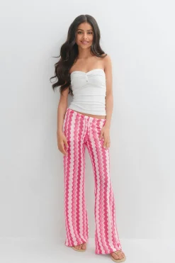 Y stripe trousers - Weiß - Gina Tricot