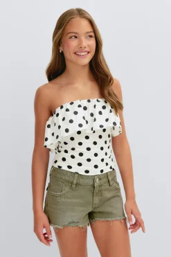 Y tube frill top - Schwarz - Gina Tricot